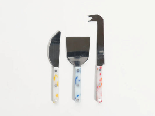White with Red/Yellow/Blue Cheese Knives
