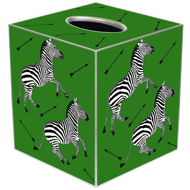 Zebra Trot on Green Tissue Box Cover