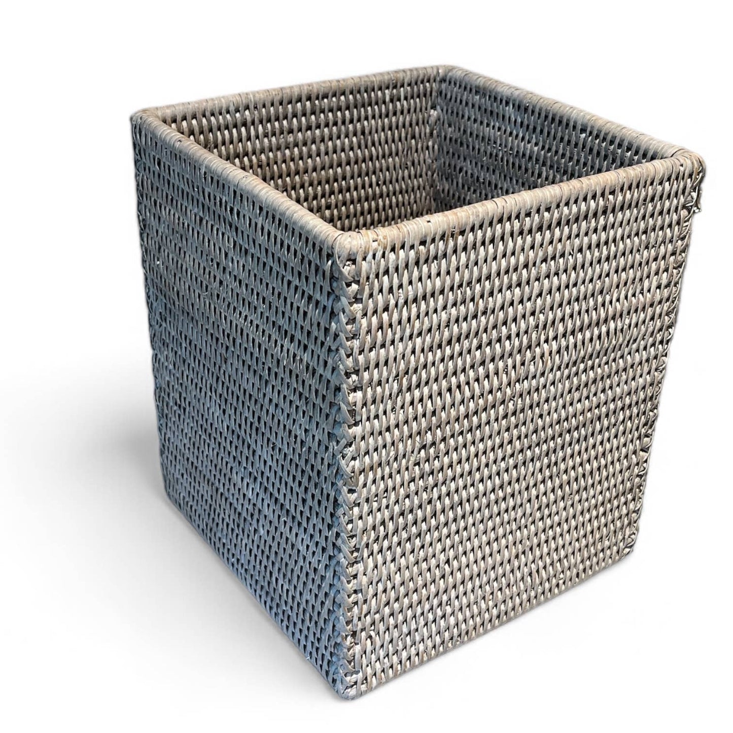 Square Waste Basket - White Wash