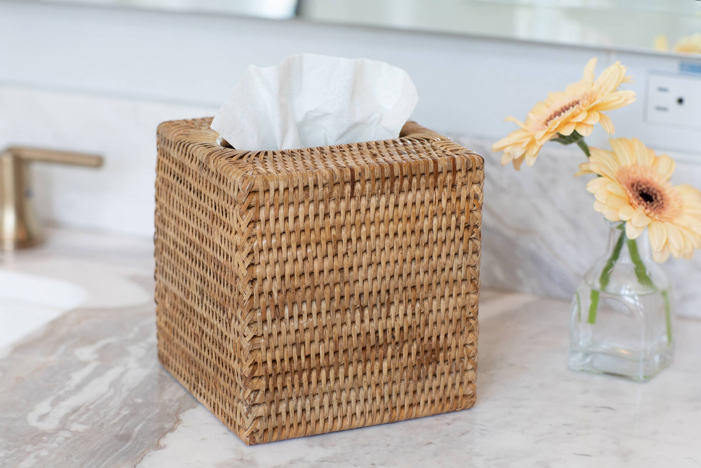 Rattan Column Tissue Box Cover – Bathroom Accessory