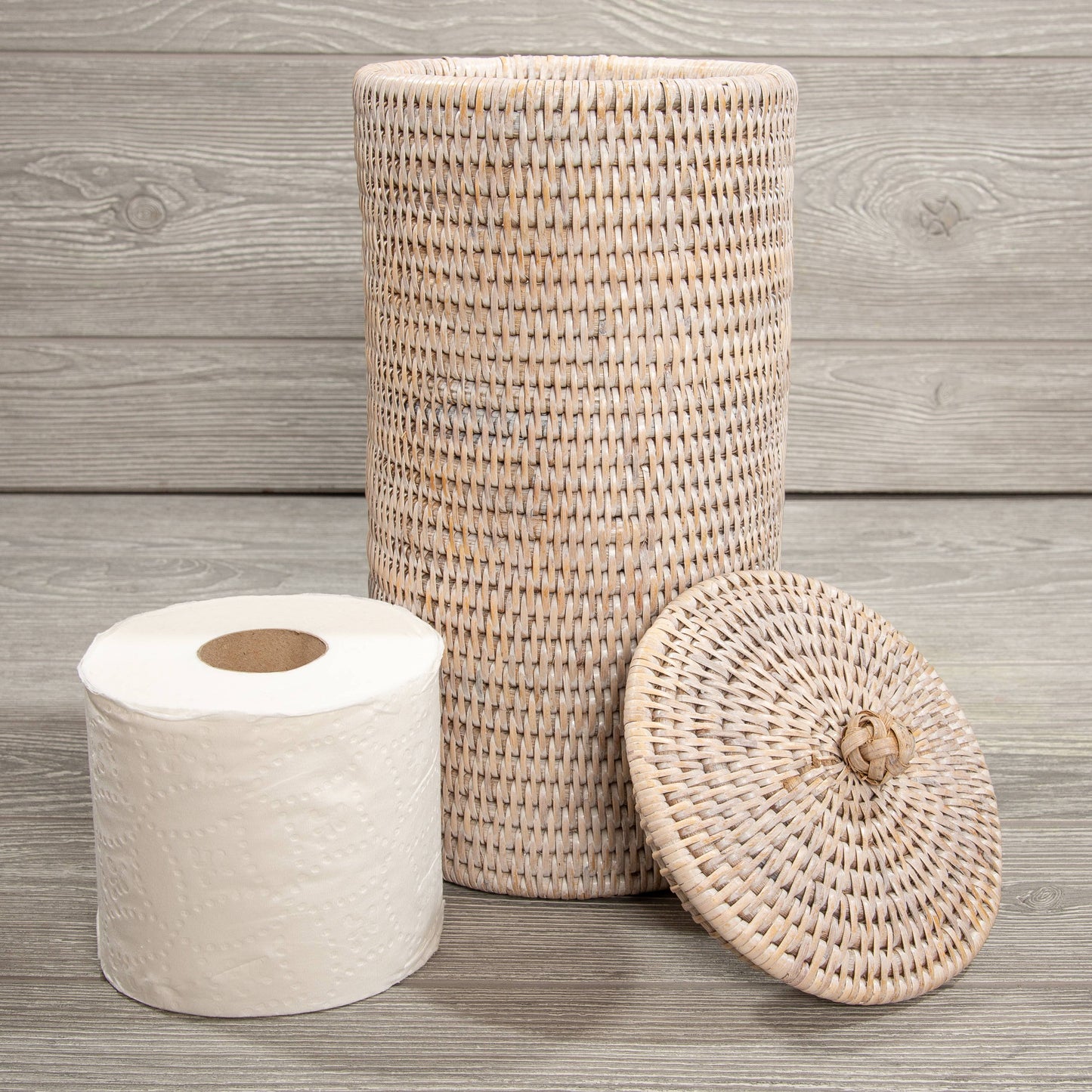 Rattan Double Toilet Roll Holder – Bathroom Organizer