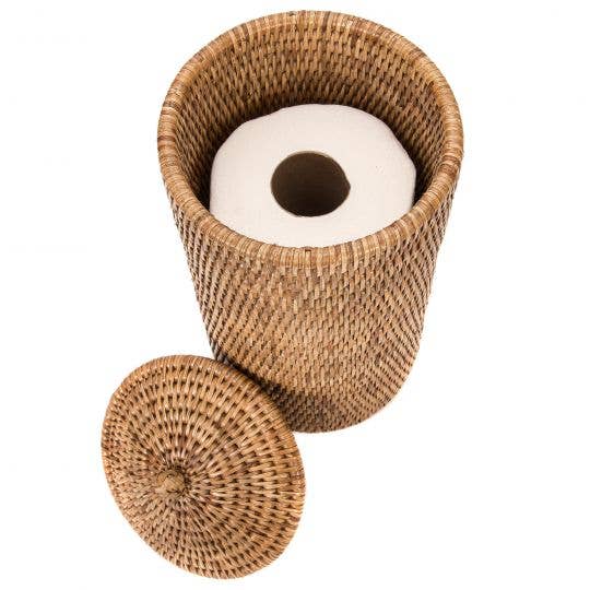 Rattan Double Toilet Roll Holder – Bathroom Organizer
