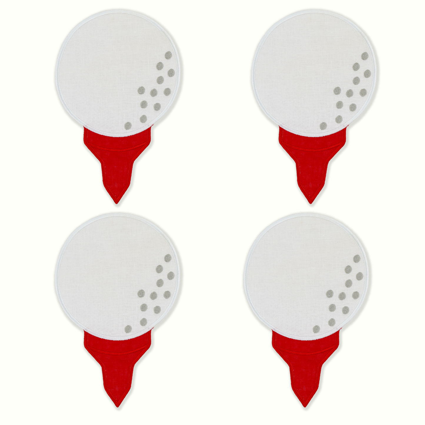 Golf Tee Linen Cocktail Napkins - Set of 4