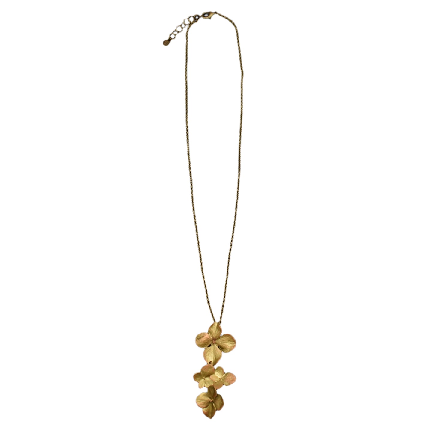 Hydrangea Triple Petal Pendant - 16" Necklace