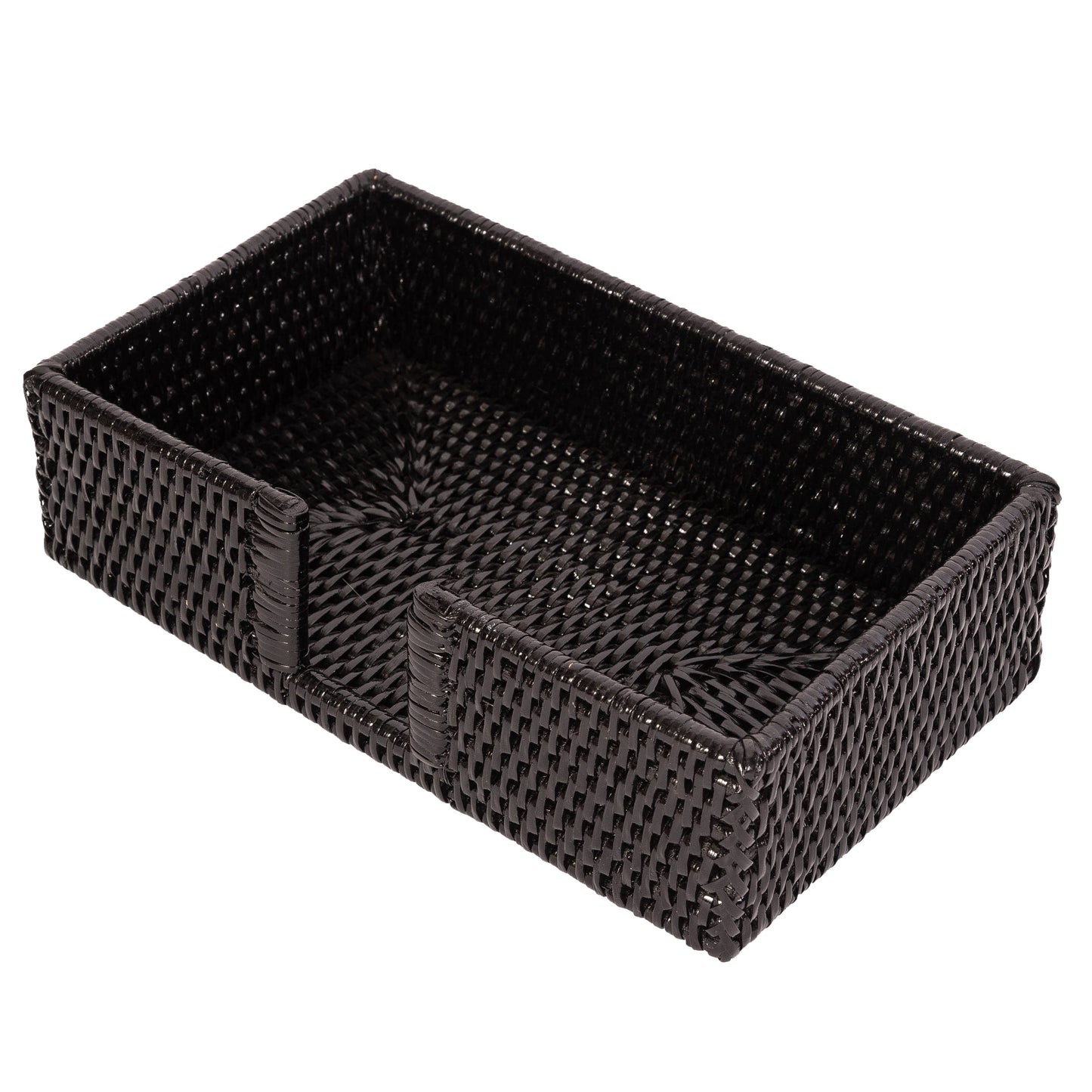 Rattan Guest Towel Holder with Cutout – Napkin Tray