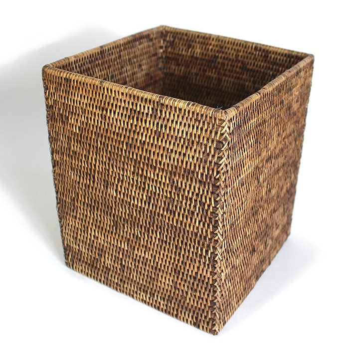 Square Waste Basket - Antique Brown