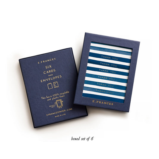 Navy Stripes Thank You Boxed Card Set
