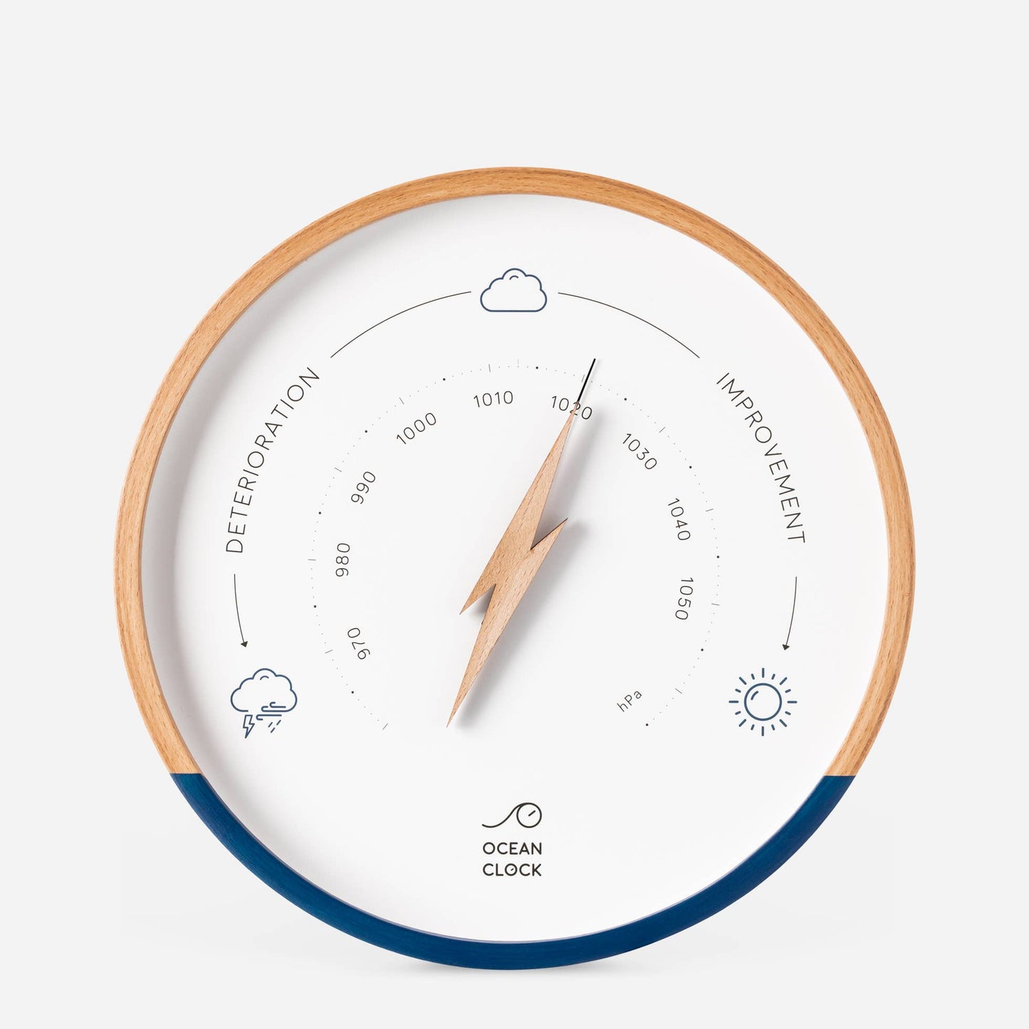 Navy Blue and White Weather Bar Clock