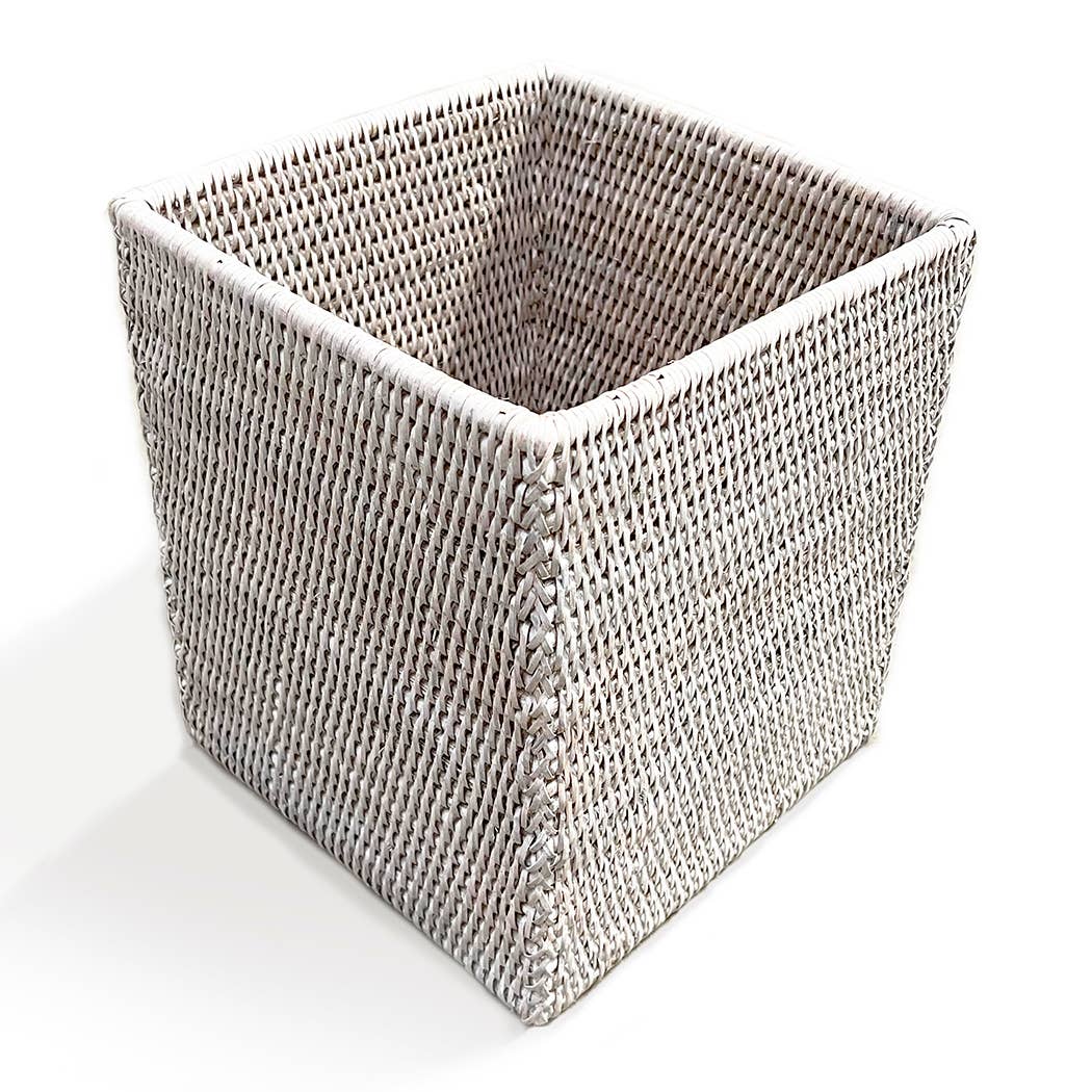 Square Waste Basket - White Wash