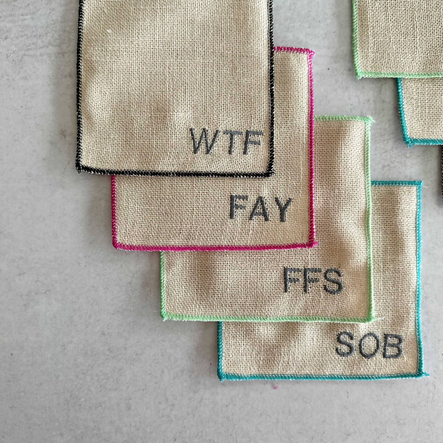 Colorful Sweary Cocktail Coasters, Set of 8