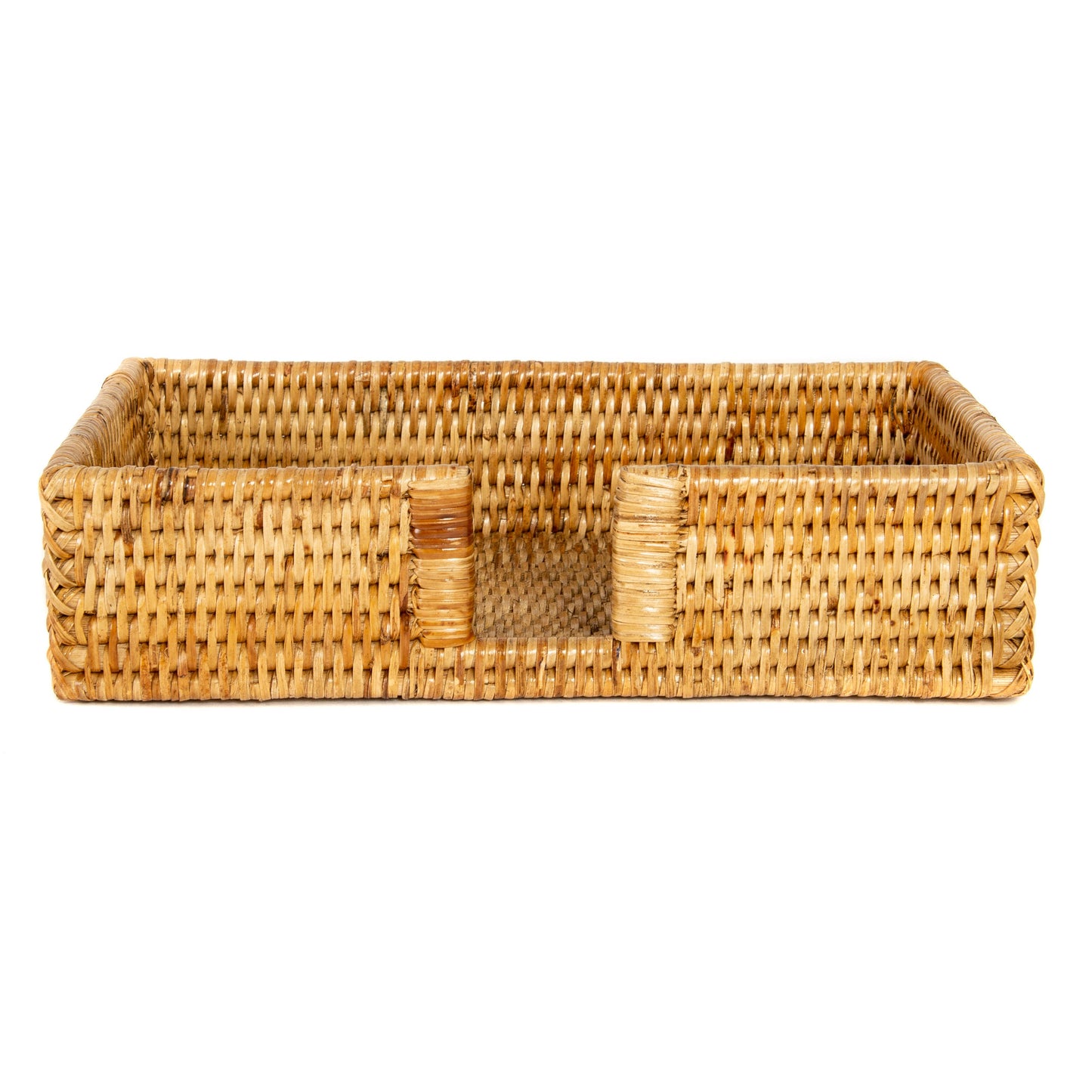 Rattan Guest Towel Holder with Cutout – Napkin Tray