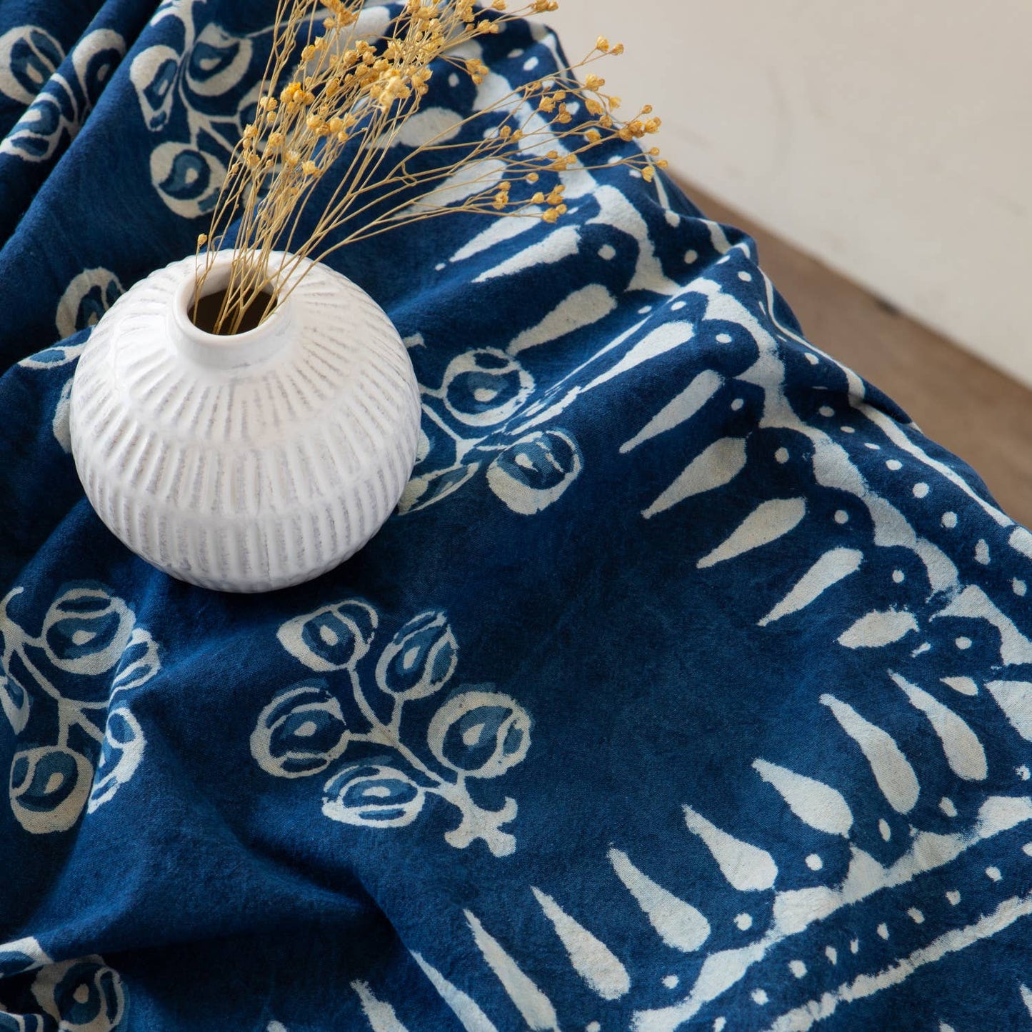 Hawthorn Block Print Tablecloth 90 x 60 inches
