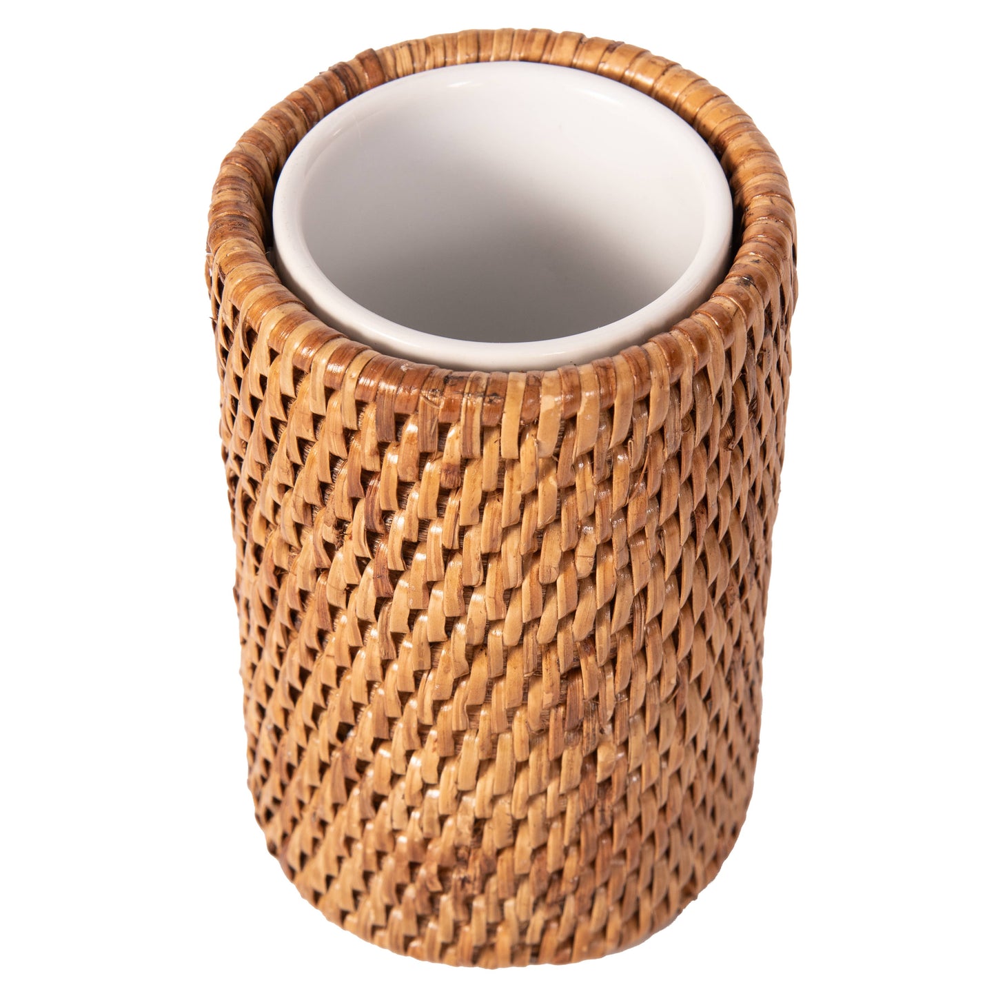 Round Rattan Tumbler with Ceramic Insert