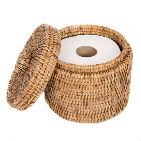 Rattan Round Single Tissue Roll Box