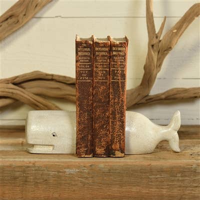 Whale Bookends Pair - Cast Iron - White