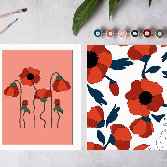 Red Poppies Paint-By-Numbers kit