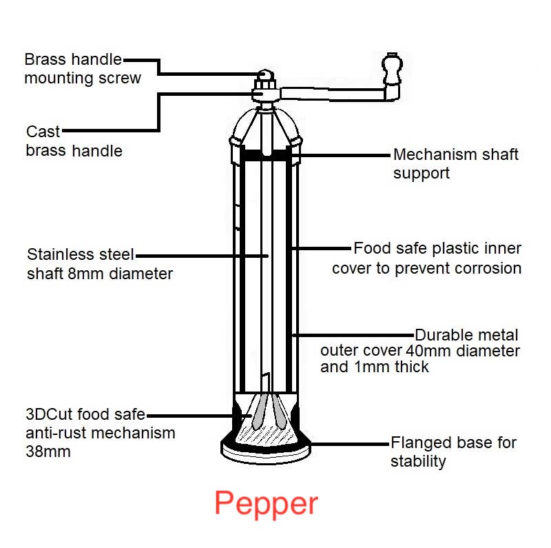 Chrome 8" Pepper Grinder