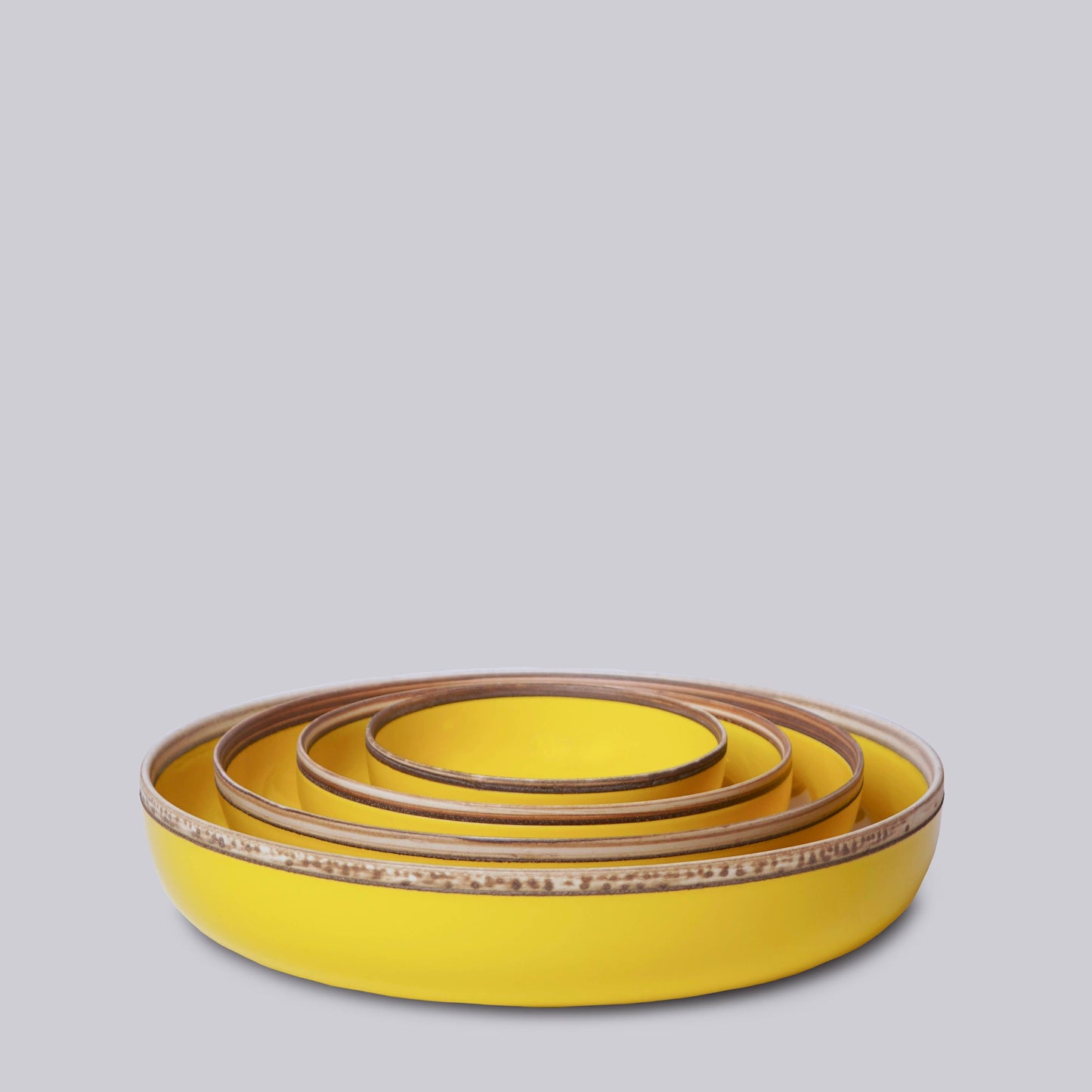 Yellow Glossy Nesting Porcelain Hermit Bowls