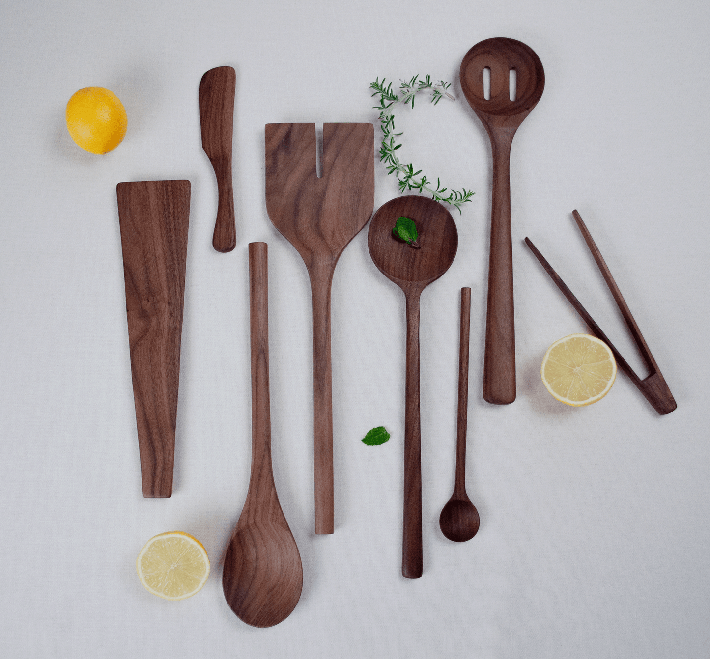 13” Walnut Wooden Salad Server / Spatula Set