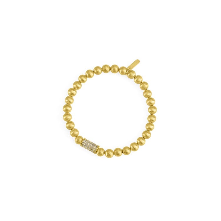 Petit Pave Midi Beaded Bracelet - Gold/White Topaz
