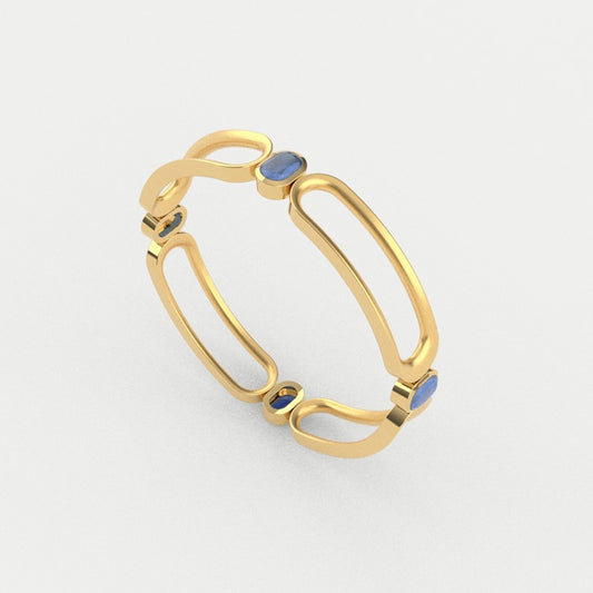Bowery Gemstone Bangle-Gold-Midnight Blue MOP