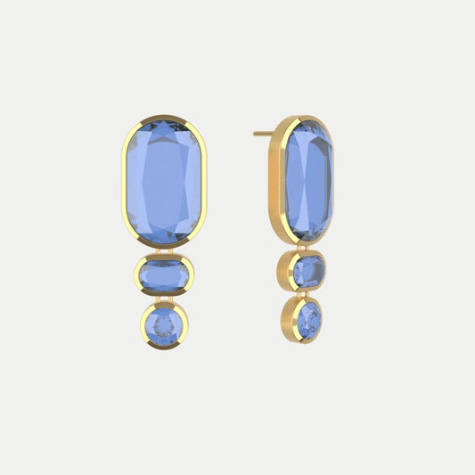 Mercer Gemstone Statement Drop Earrings-Gold-Midni