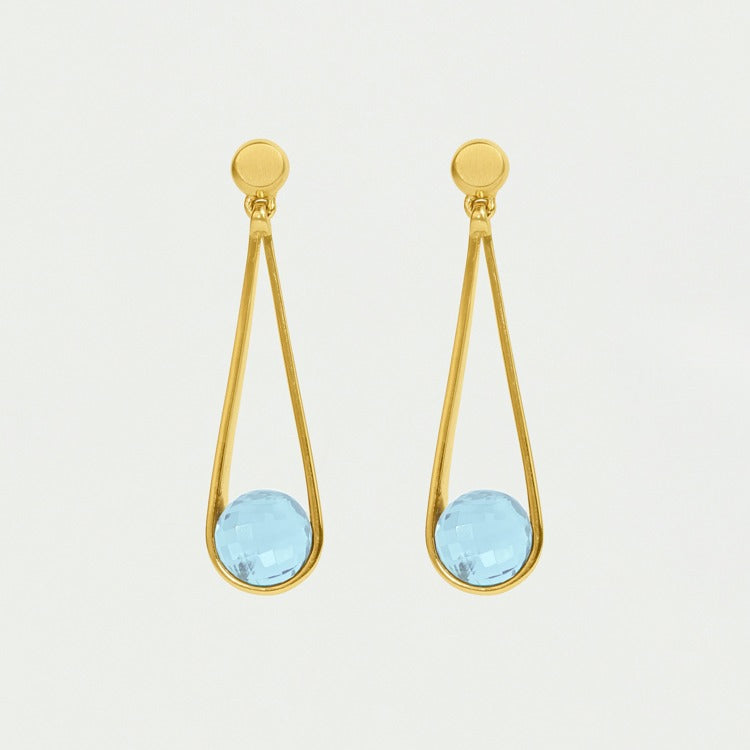 Mini Ipanema Earrings-Gold-Sky Blue
