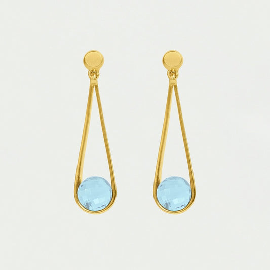 Mini Ipanema Earrings-Gold-Sky Blue