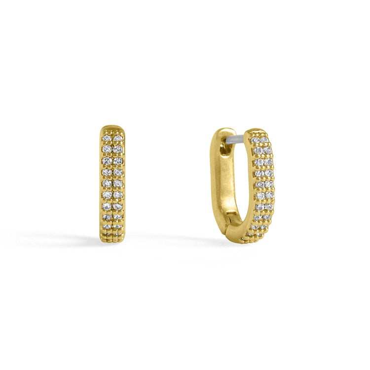 Petite Pave Huggie - Gold/White Topaz