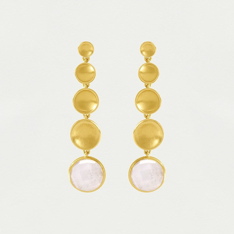 Sol Statement Gemstone Drop Earrings - Gold/Moonst