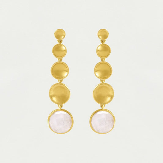 Sol Statement Gemstone Drop Earrings - Gold/Moonst