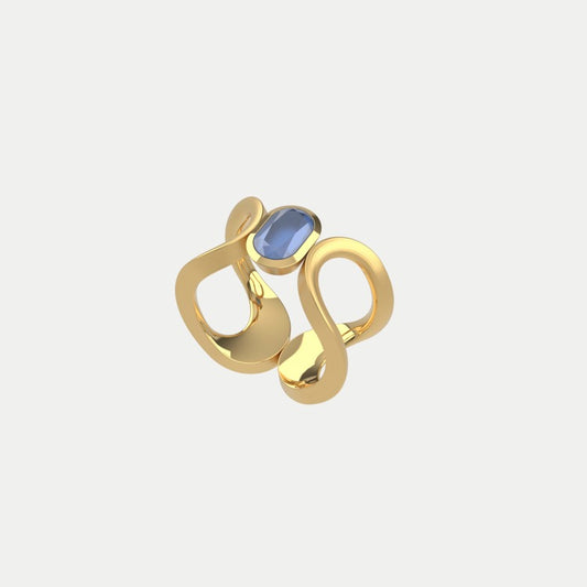 Bowery Gemstone Ring - Gold/Midnight Blue MOP - Si