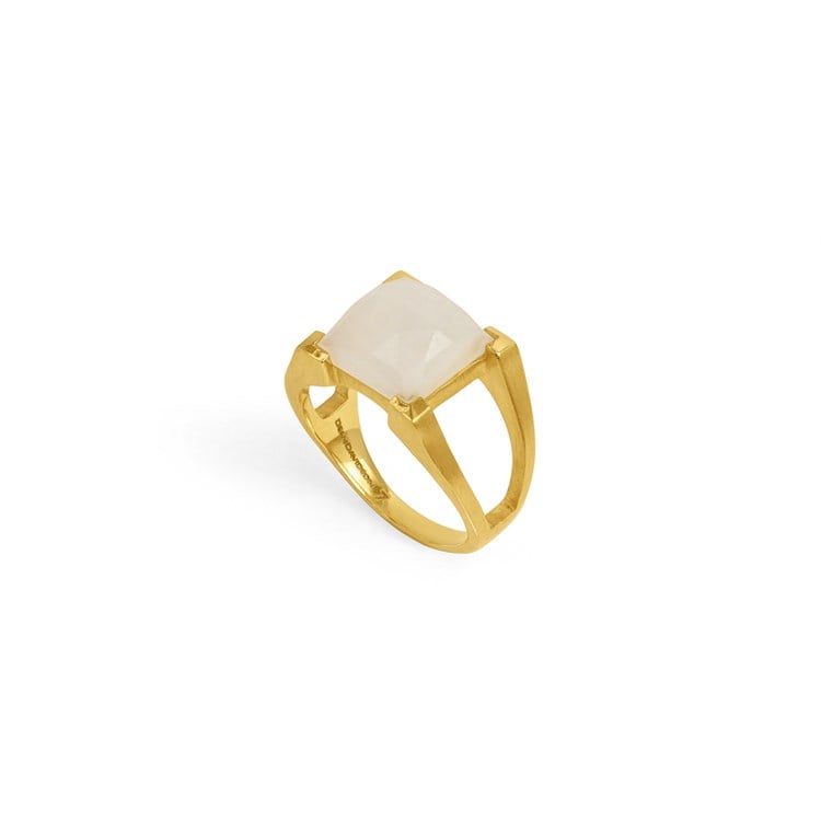 Mini Plaza Ring - Gold/Moonstone - Size 8