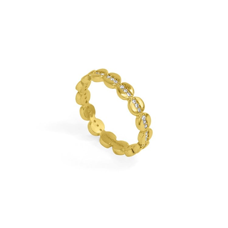 PETITE PAVE STACKING RING - GOLD/WHITE TOPAZ - Size 6