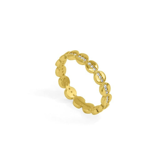 PETITE PAVE STACKING RING - GOLD/WHITE TOPAZ - Size 6