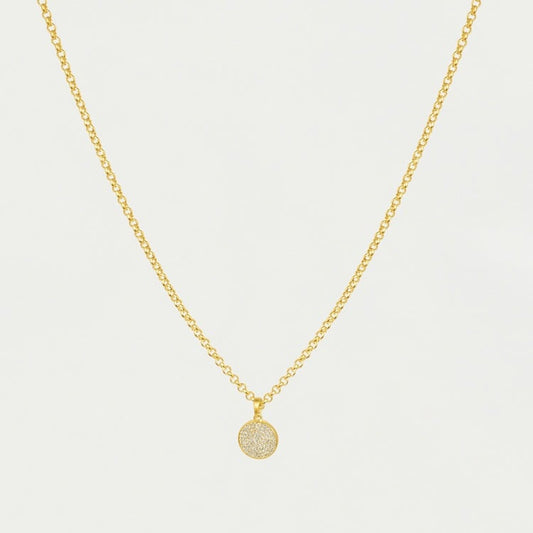 Madeleine Pave Pendant Necklace - Gold - White Topaz