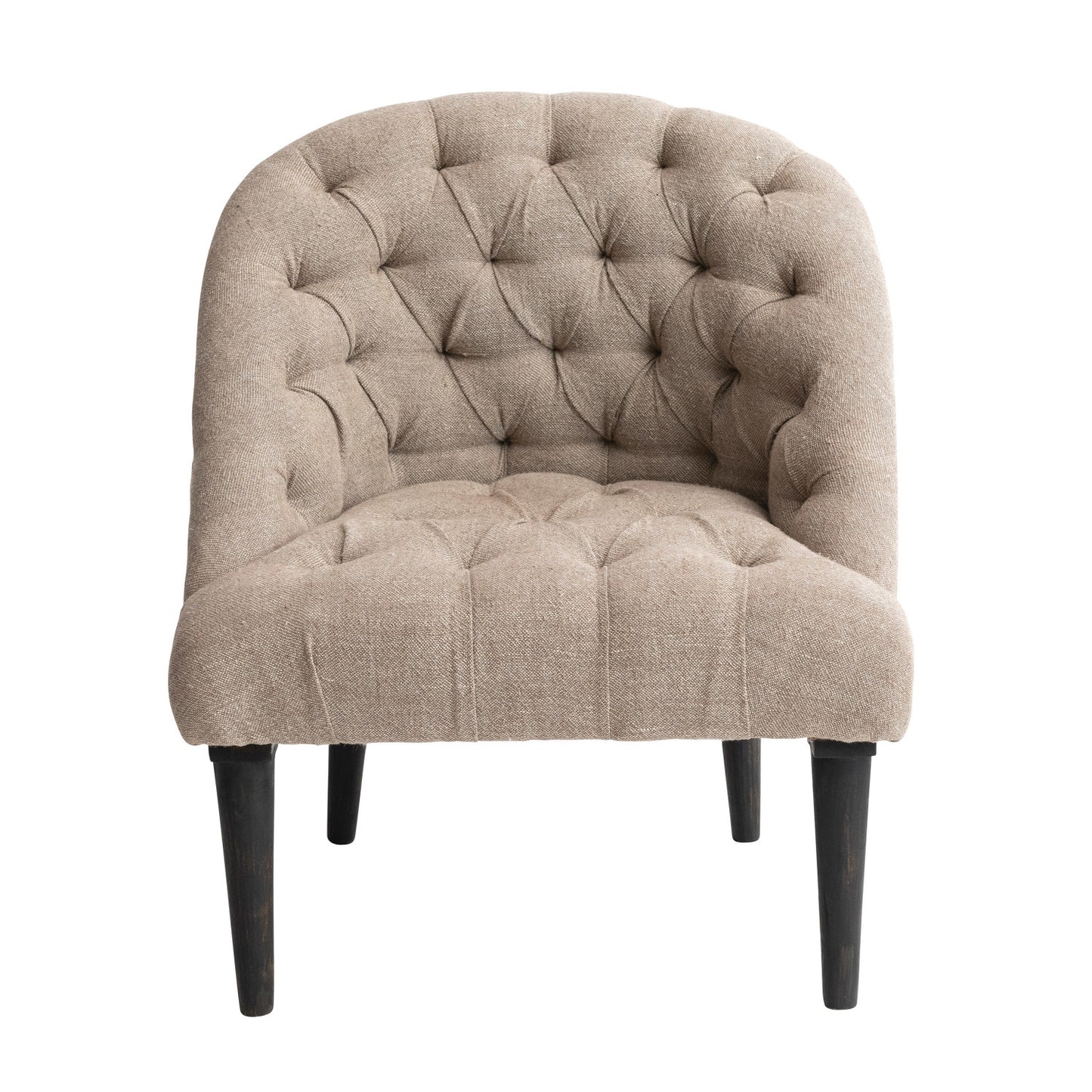 Linen Tufted Chair w/ Mango Wood Legs, Natural & Matte Black