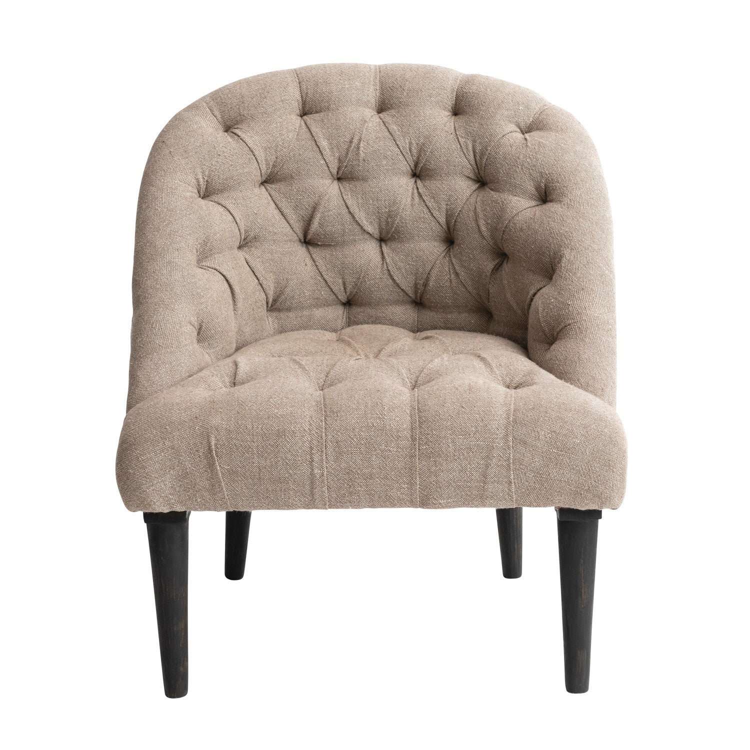 Linen Tufted Chair w/ Mango Wood Legs, Natural & Matte Black