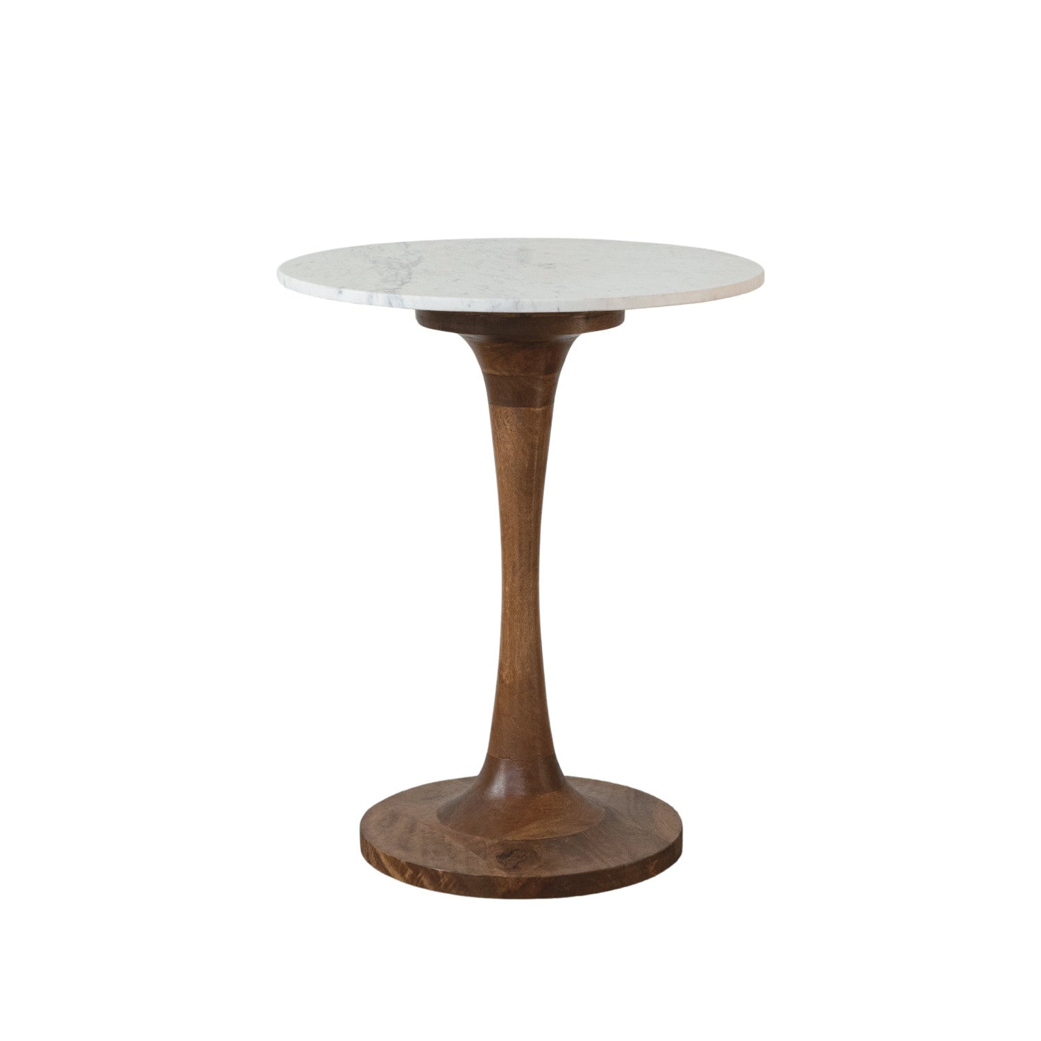 Mango Wood & Marble Tulip Table, Natural & White, KD