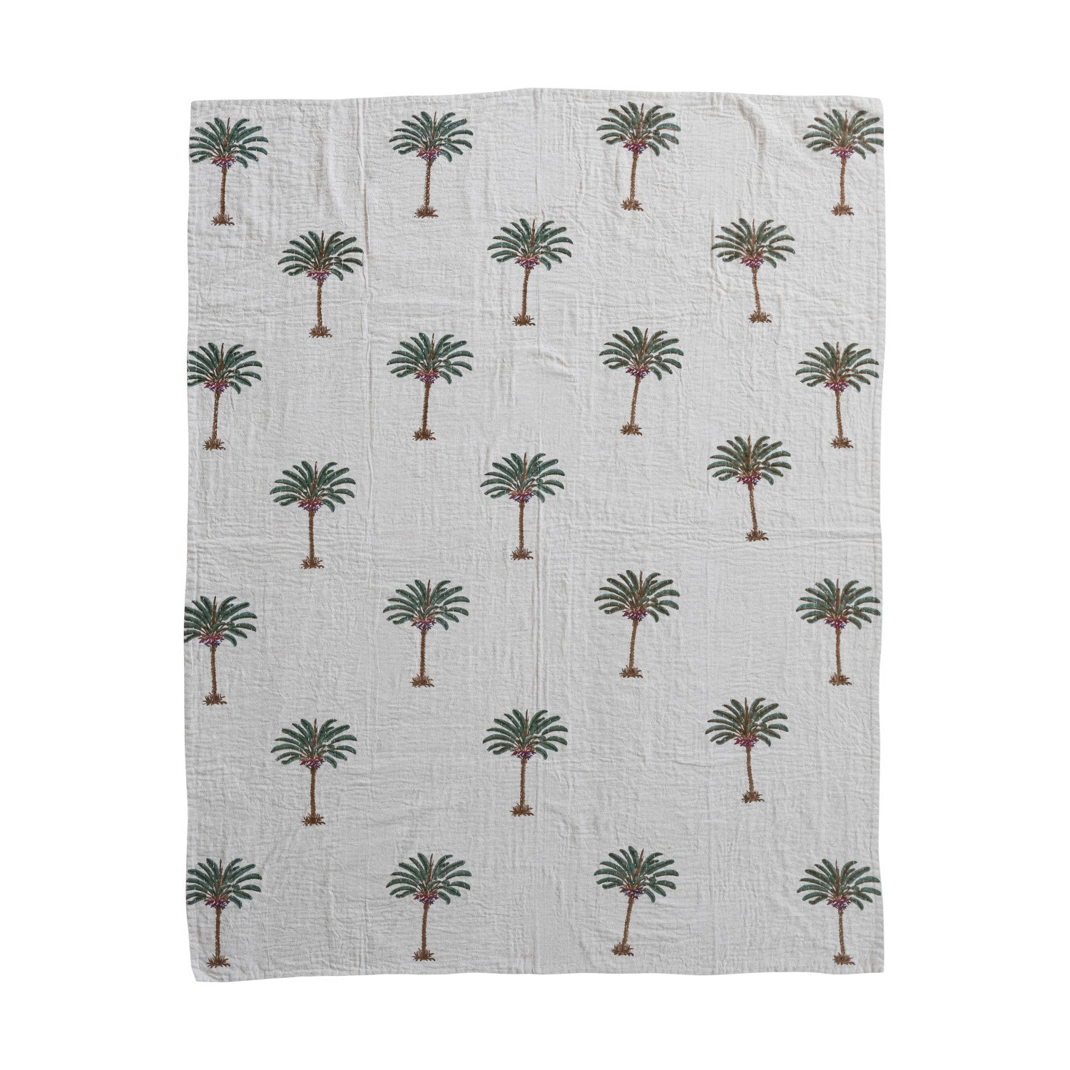 Cotton & Linen Throw with Hand-Embroidered Kantha Stitch
