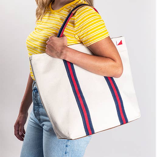 Society Canvas Tote Bag with 1 4 3 Embroidery