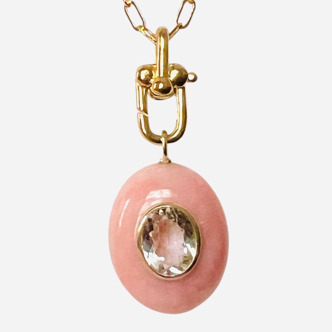 Peach Opal Pendant Necklace