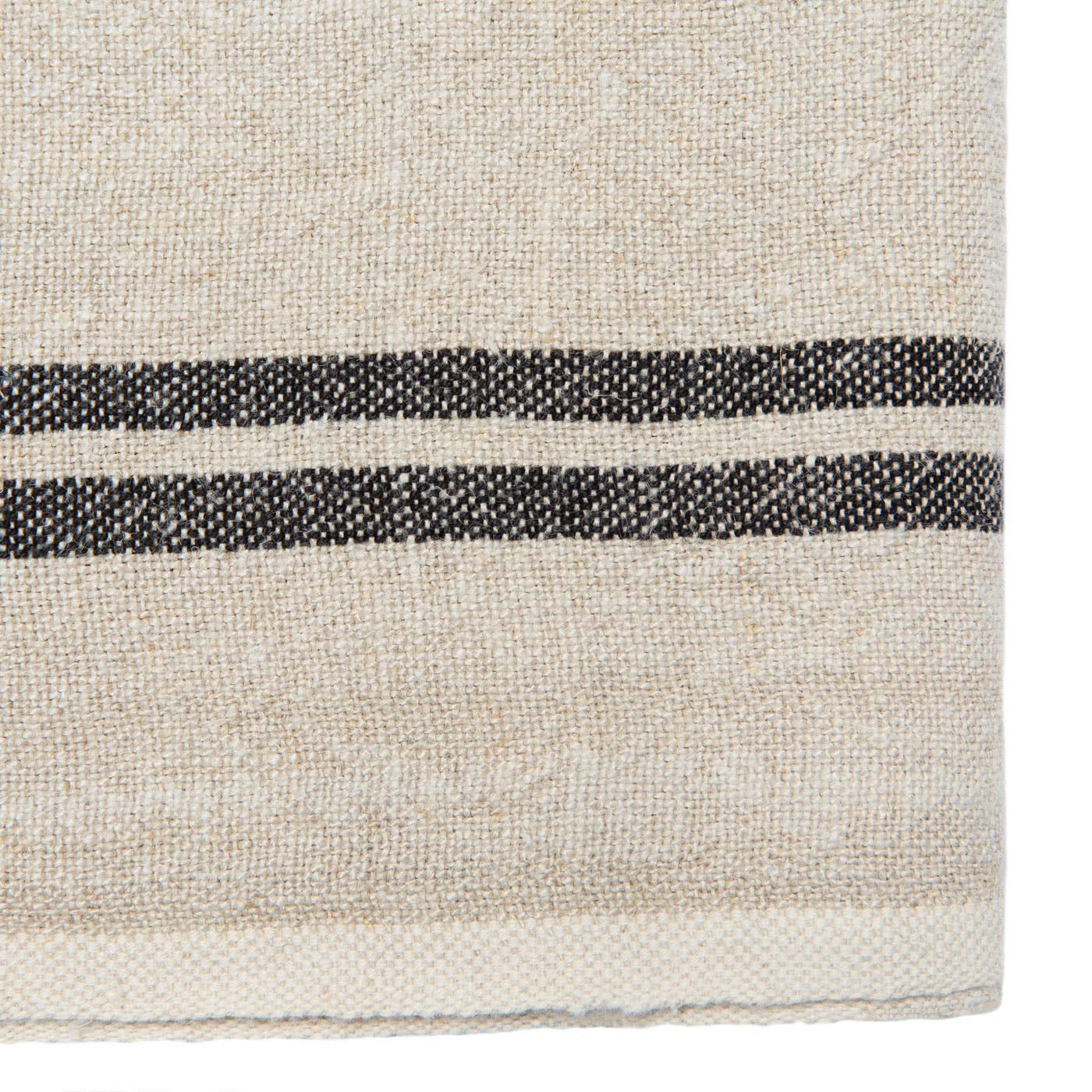 Vintage Linen Natural/Black Towels 20x30 - Set of 2