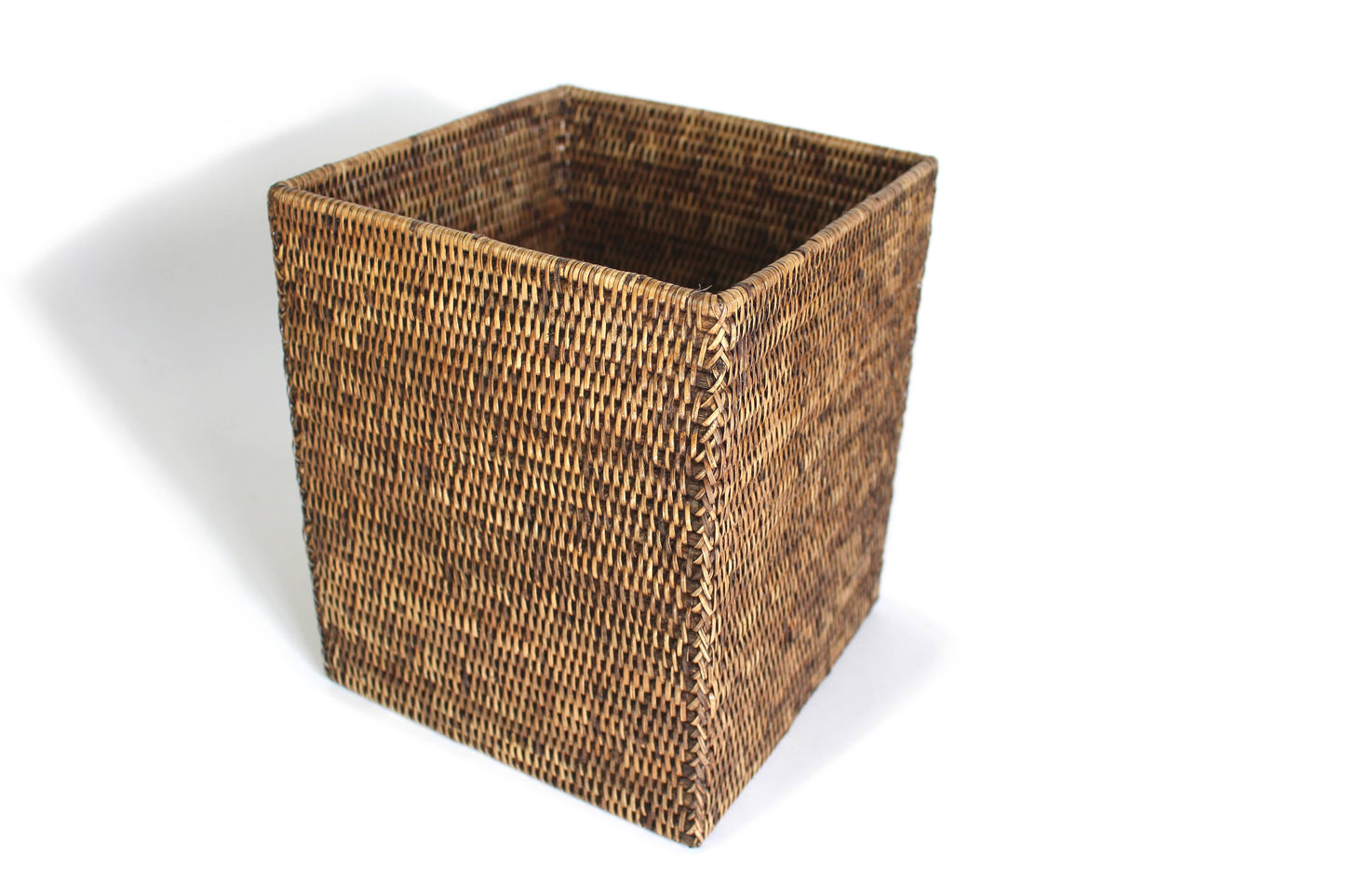 Square Waste Basket - Antique Brown