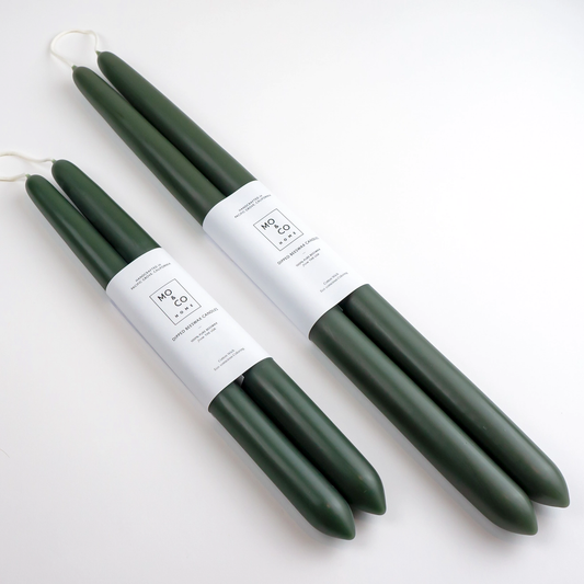 Forest Green Dipped Beeswax Taper Candles, Set of 2