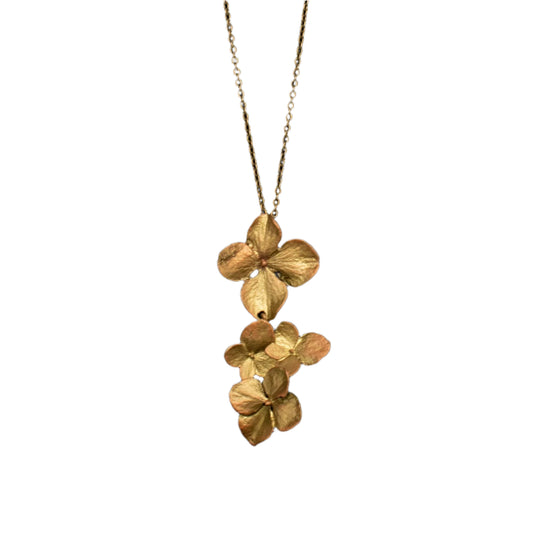 Hydrangea Triple Petal Pendant - 16" Necklace