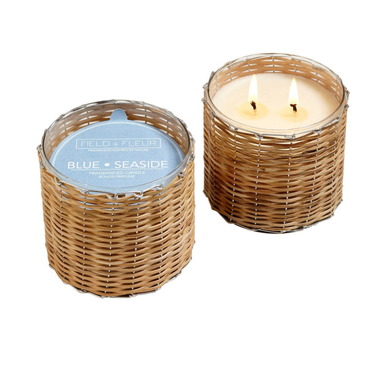 Blue Seaside 2 Wick Handwoven Candle 12oz Ctn. 6