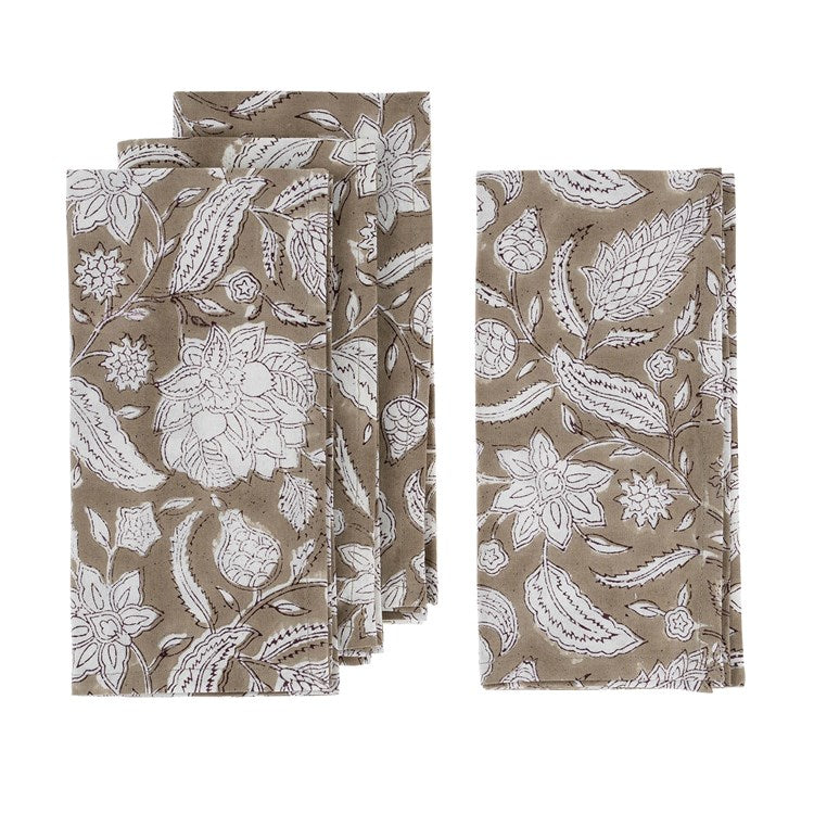Sable Block Print Napkins S/4