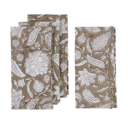 Sable Block Print Napkins S/4