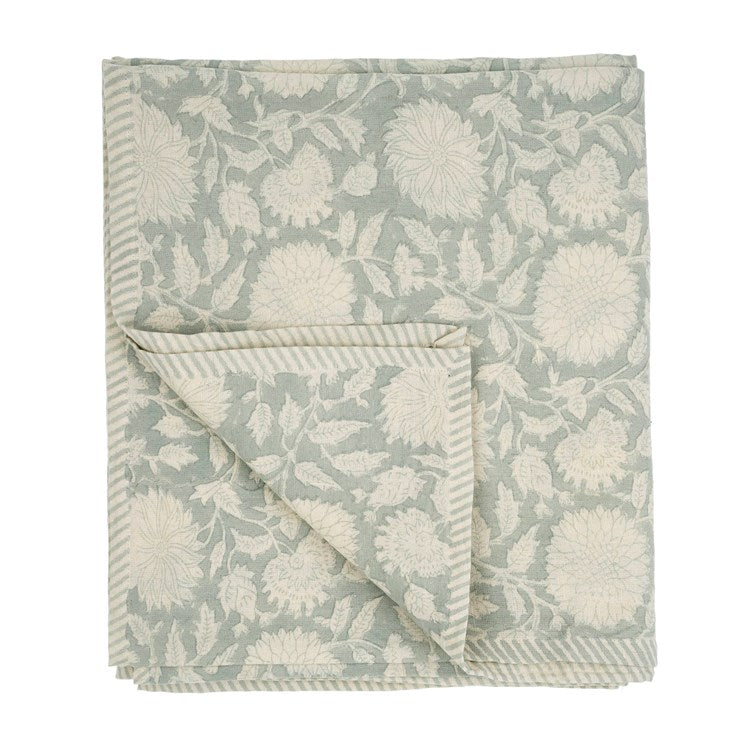 Maeve Block Print Tablecloth Mist